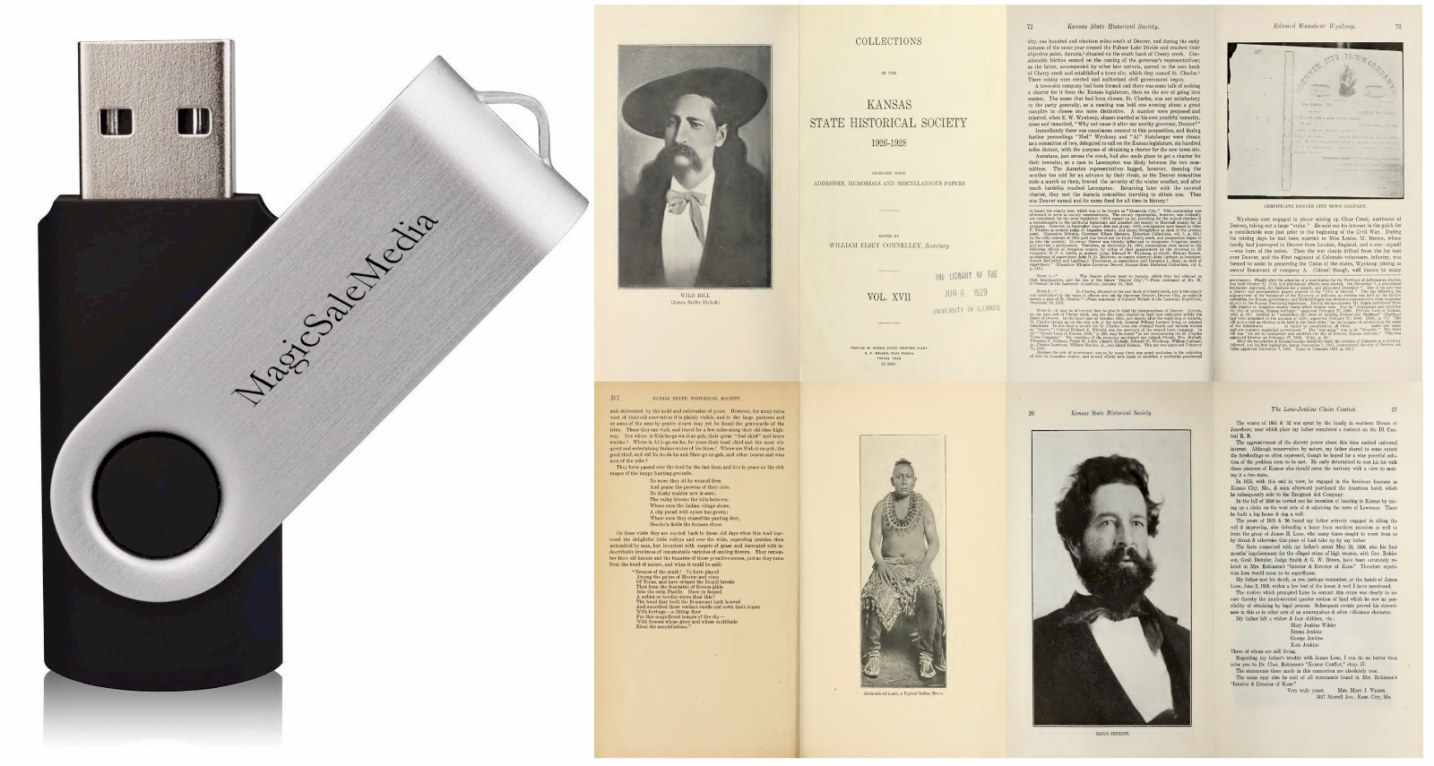 17 Kansas State Historical Society Collection Volumes (1875-1928) on USB