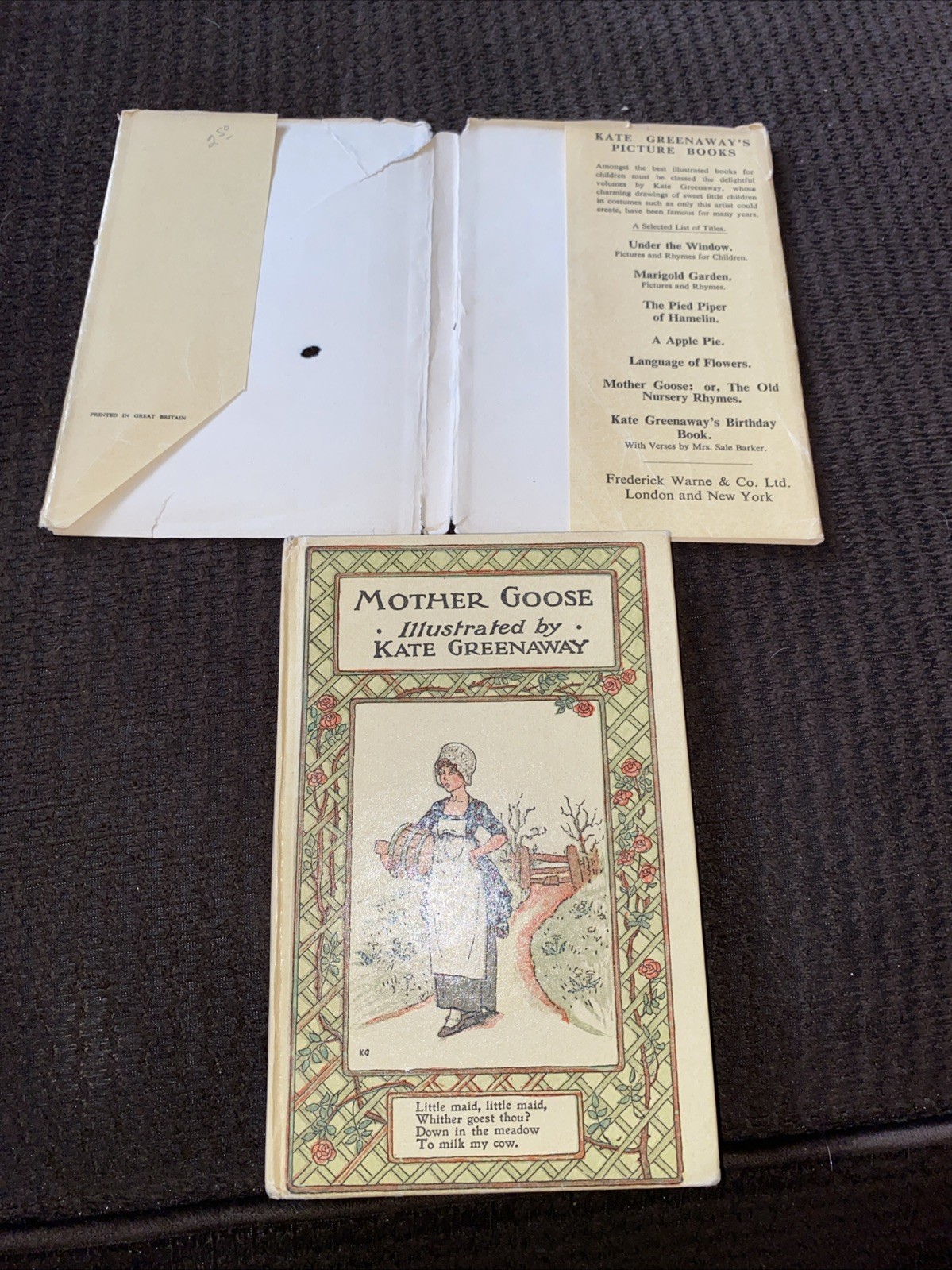 VTG Mother Goose illustrated by Kate Greenaway, Good HCDJ Frederick Warne