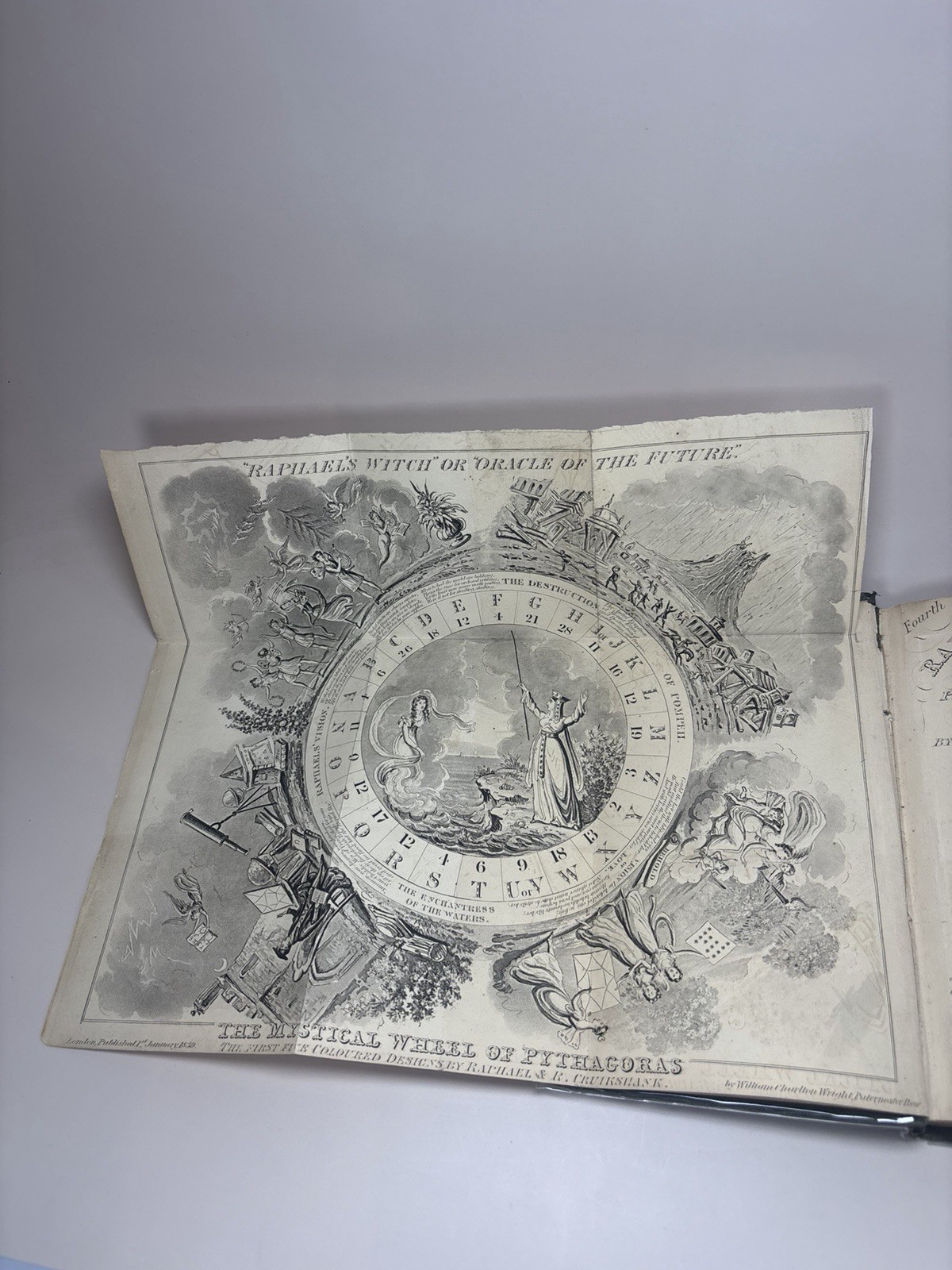 1839 Raphael’s Witch Oracle London Occult Astrology Book with Foldout