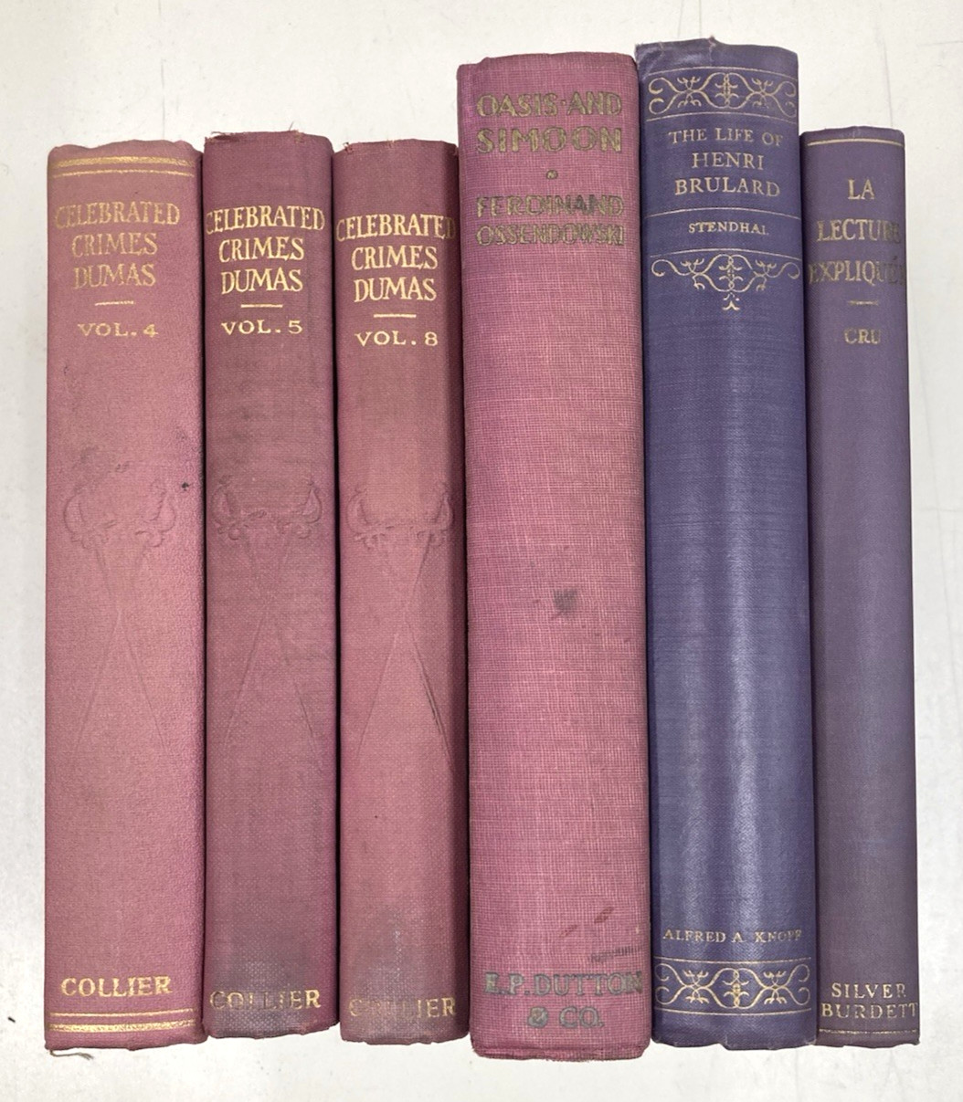 Lot of 6 Books PURPLE/PINK Cloth Decor Staging Display Antique Old Vintage