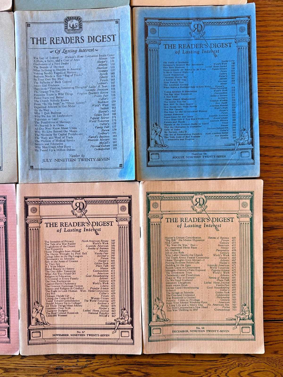 1927 Readers Digest Complete Year Jan – Dec 1927 (#57-68) in Excellent Condition