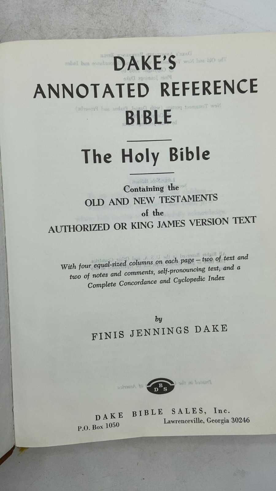 Dake’s Annotated Reference Bible Finis Jennings Dake Hardcover Large Note Edi…