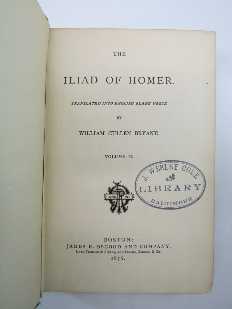 THE ILIAD OF HOMER (2 VOLUMES) by Homer 1876