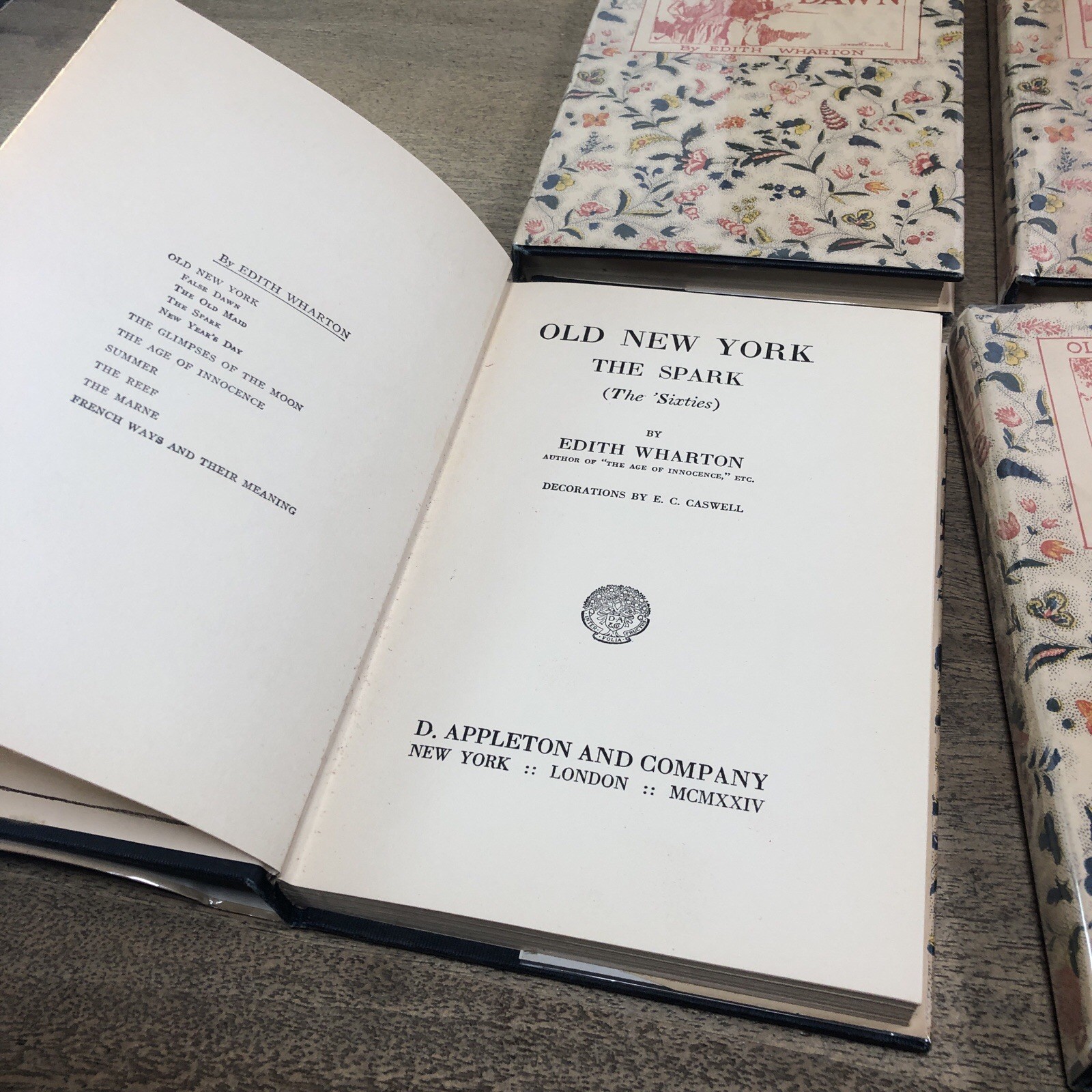 Edith Wharton Old New York Complete 4 Book Set 1924 HCDJ The Gilded Age. Antique