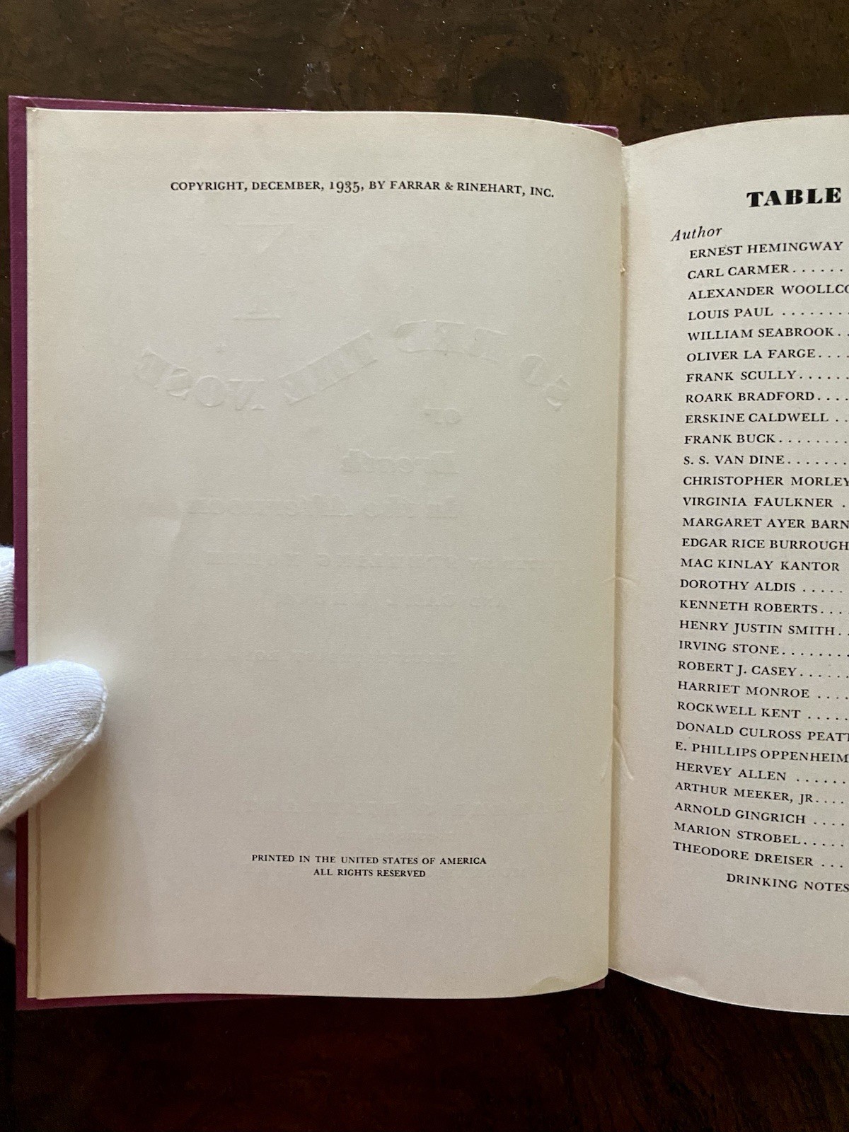 So Red The Nose 1935 Cocktail Recipes Ernest Hemingway Rockwell Kent Tarzan HB