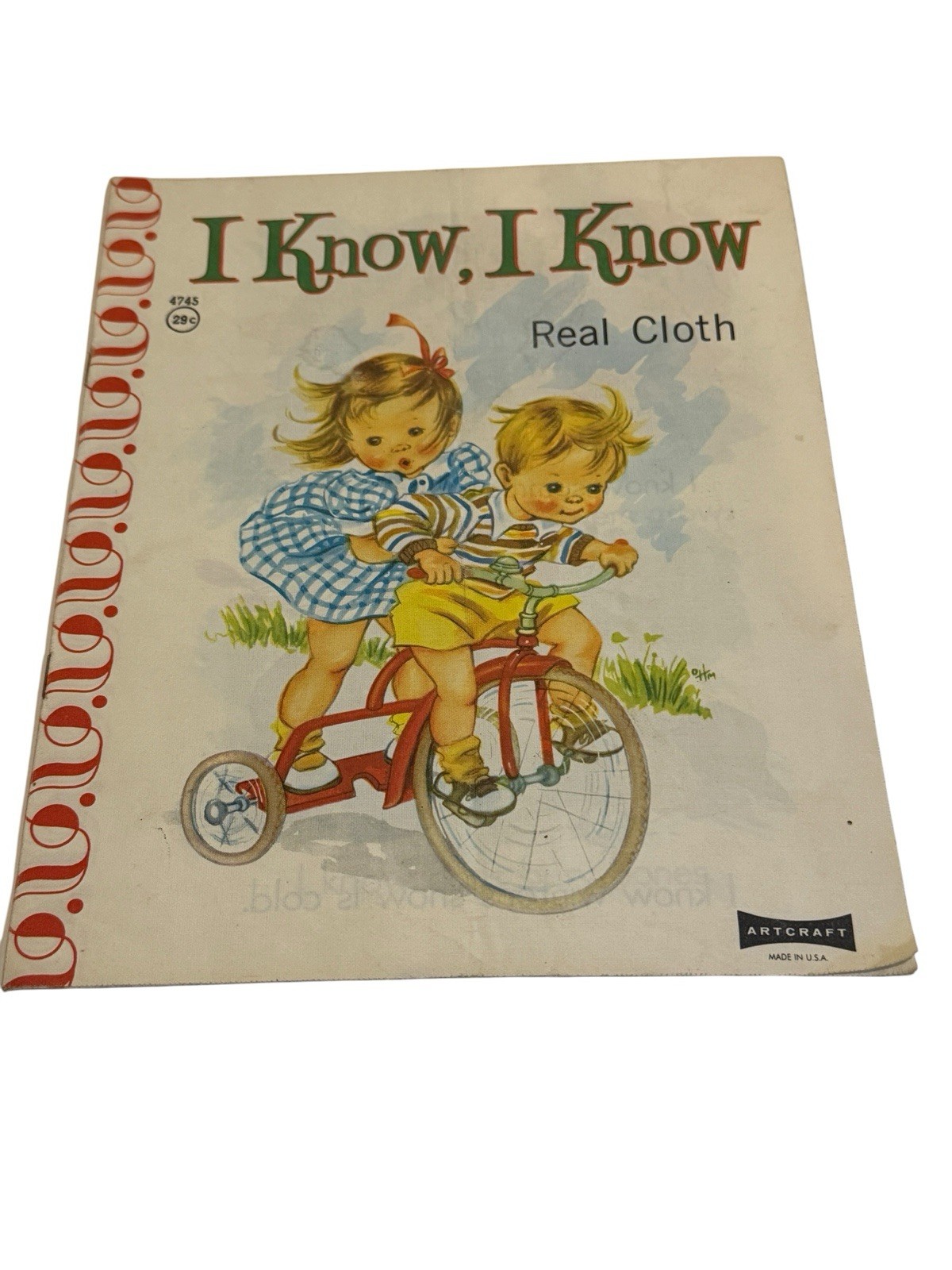 Vtg I Know I Know Real Cloth Book Kids Artcraft Fabric Book Illustrated USA