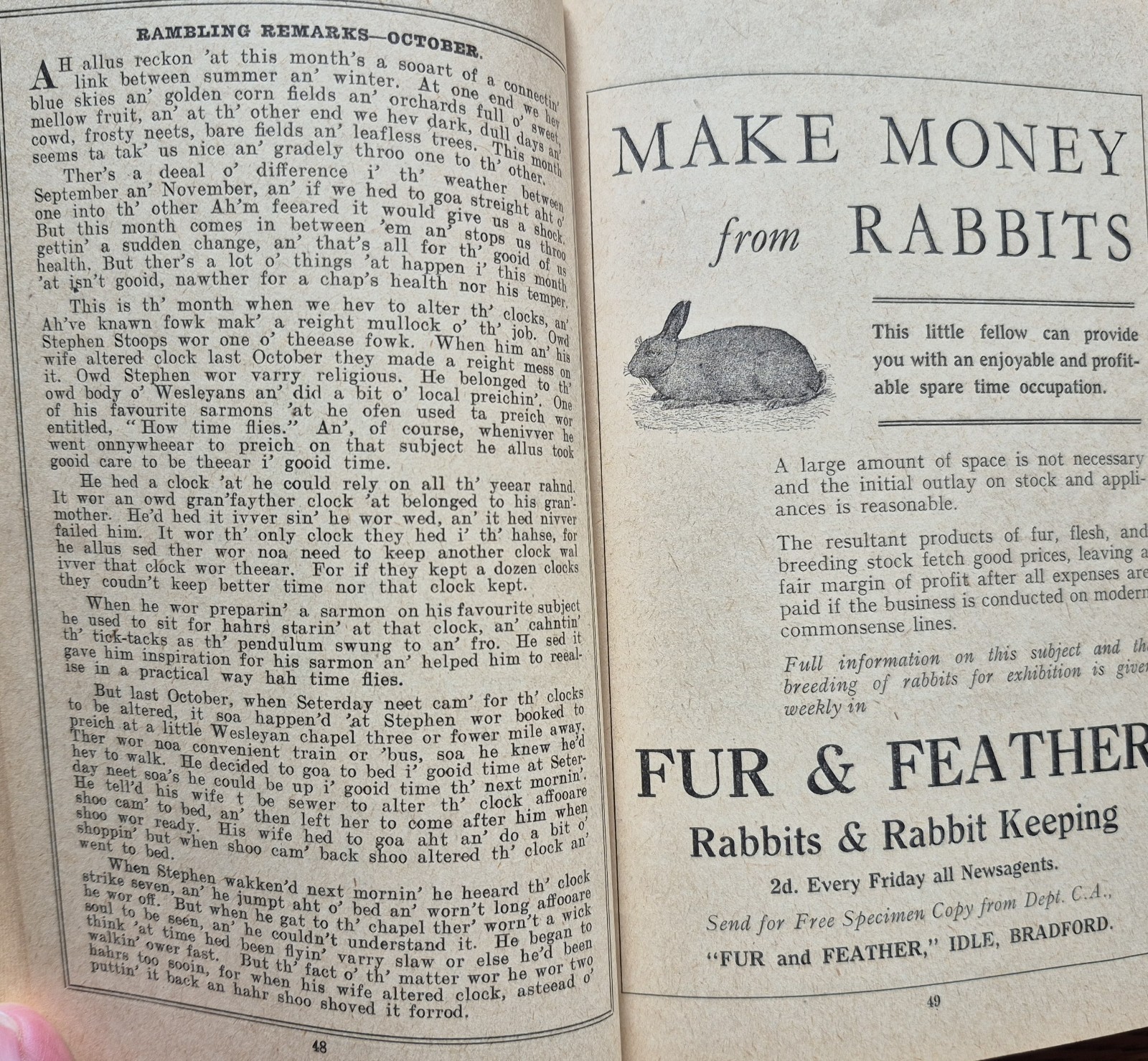 Hartley’s Original Clock Almanacks -Yorkshire Dialect x 8 Issues 1920’s – 40’s