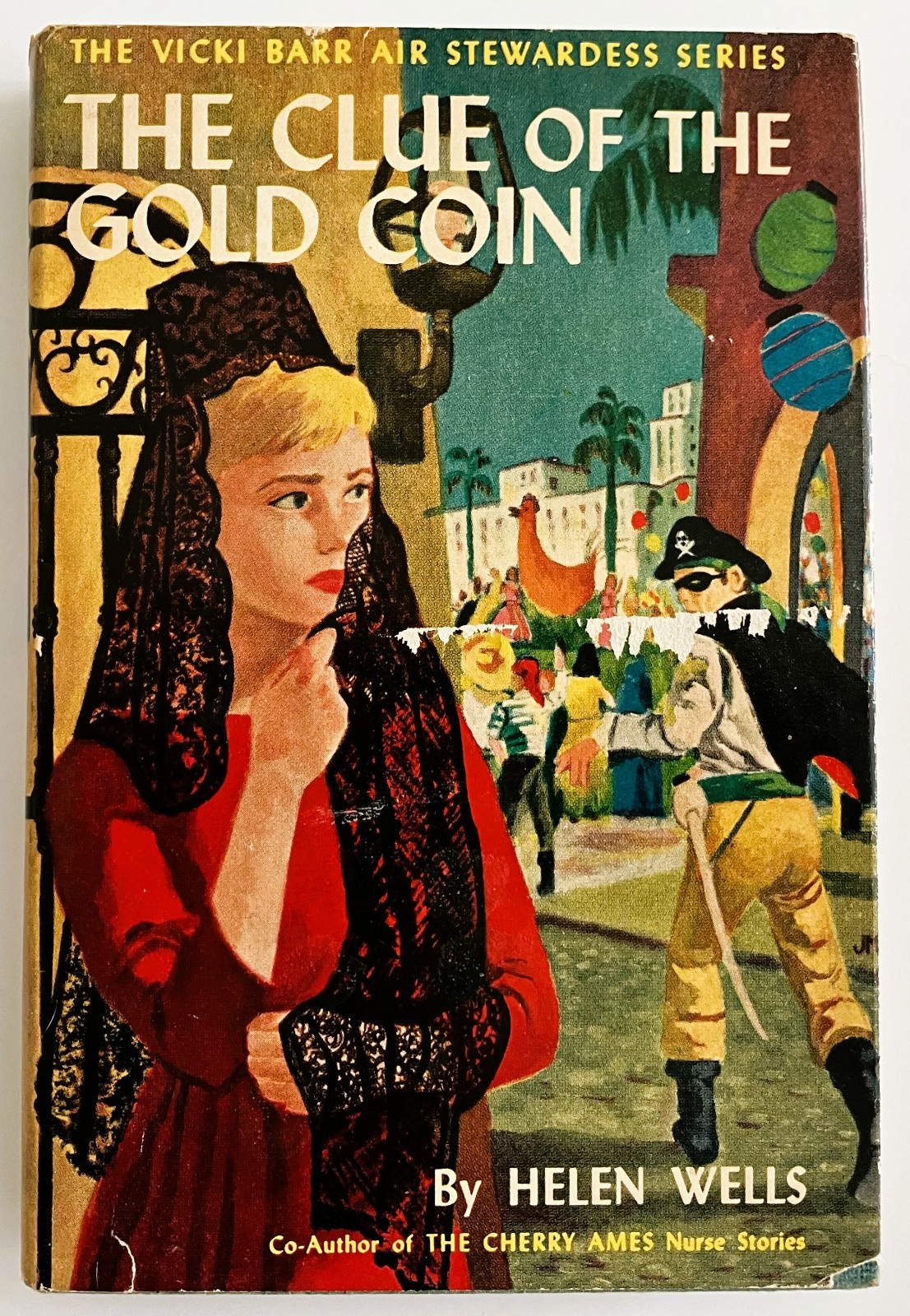 VICKI BARR~#12-THE CLUE OF THE GOLD COIN~1st EDITION ~HC/DJ~1958~HELEN WELLS
