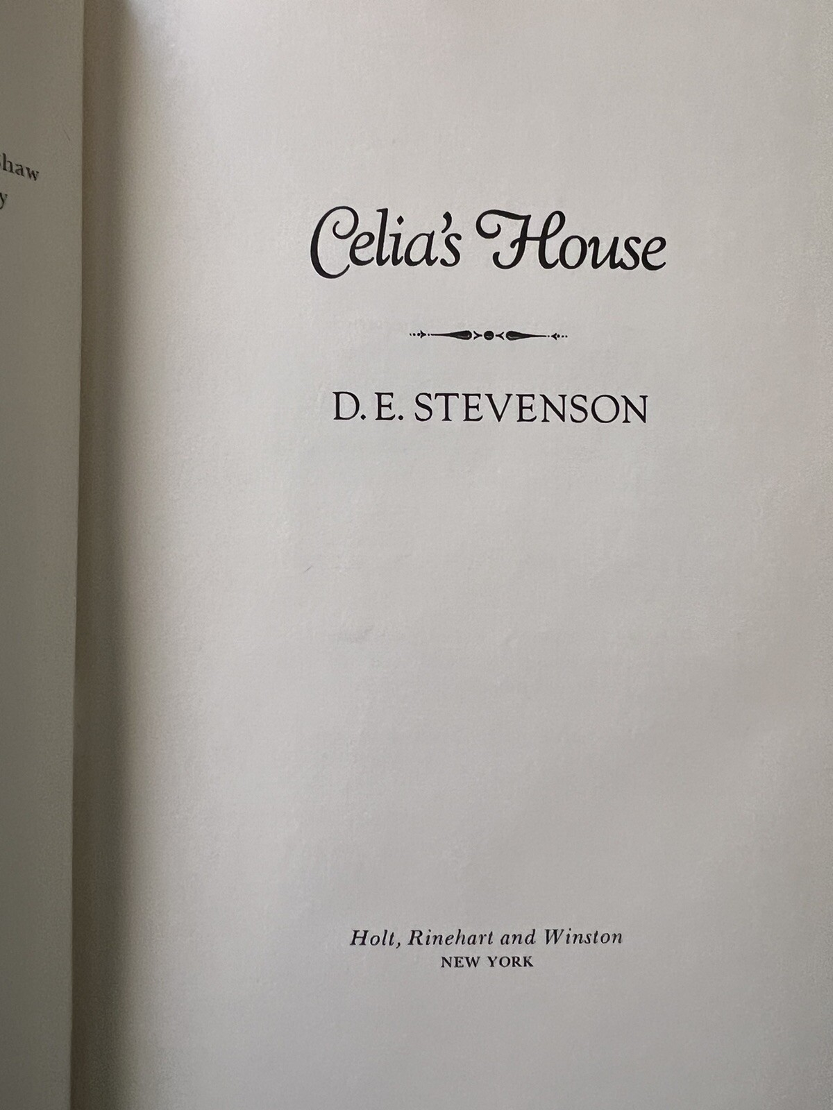 Celia’s House D.E. Stevenson 1971 HC w/DJ Family Bookshelf Vintage Novel