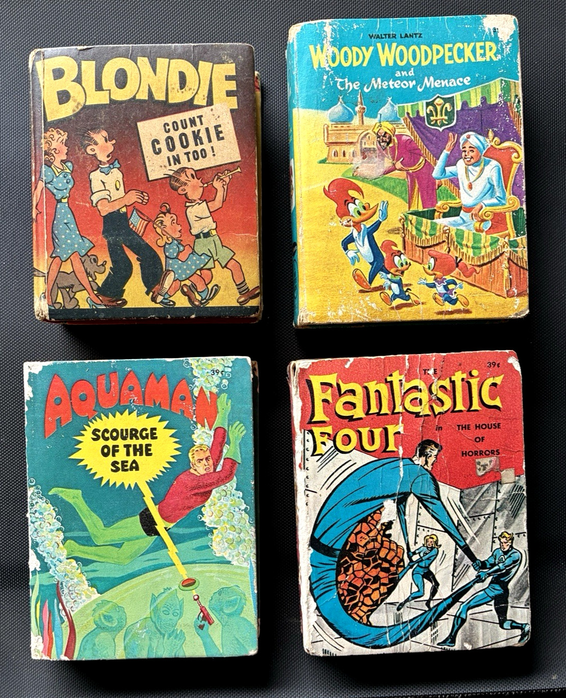 LOT 4 WHITMAN Little Big Books BLONDIE, WOODY, AQUAMAN, FANTASTIC FOUR 1947-68