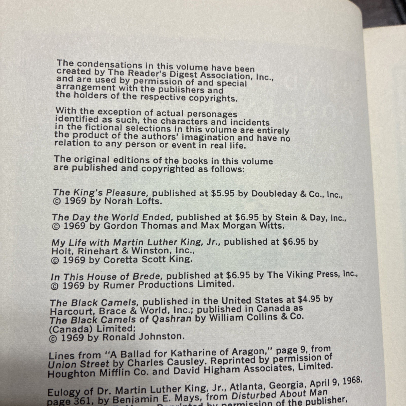 Reader’s Digest Condensed Books 1969,Volume 4,HC,Reader’s Digest Association