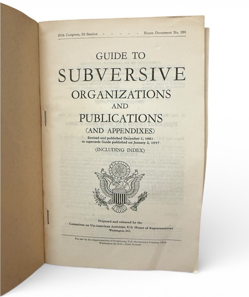 Guide to Subversive Orgs & Publications, 1961 US House Committee Un-American