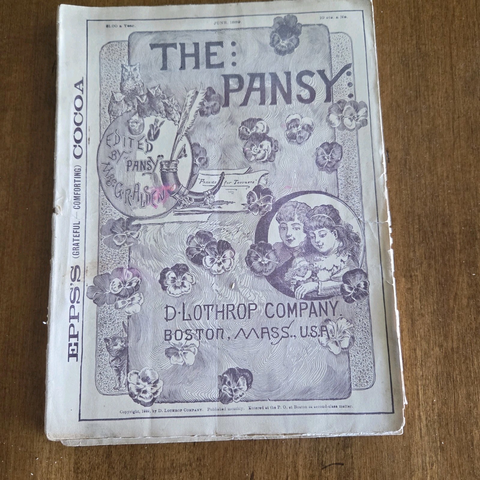 Antique June 1889 The Pansy Paper Magazine Victorian Children’s Stories Alden