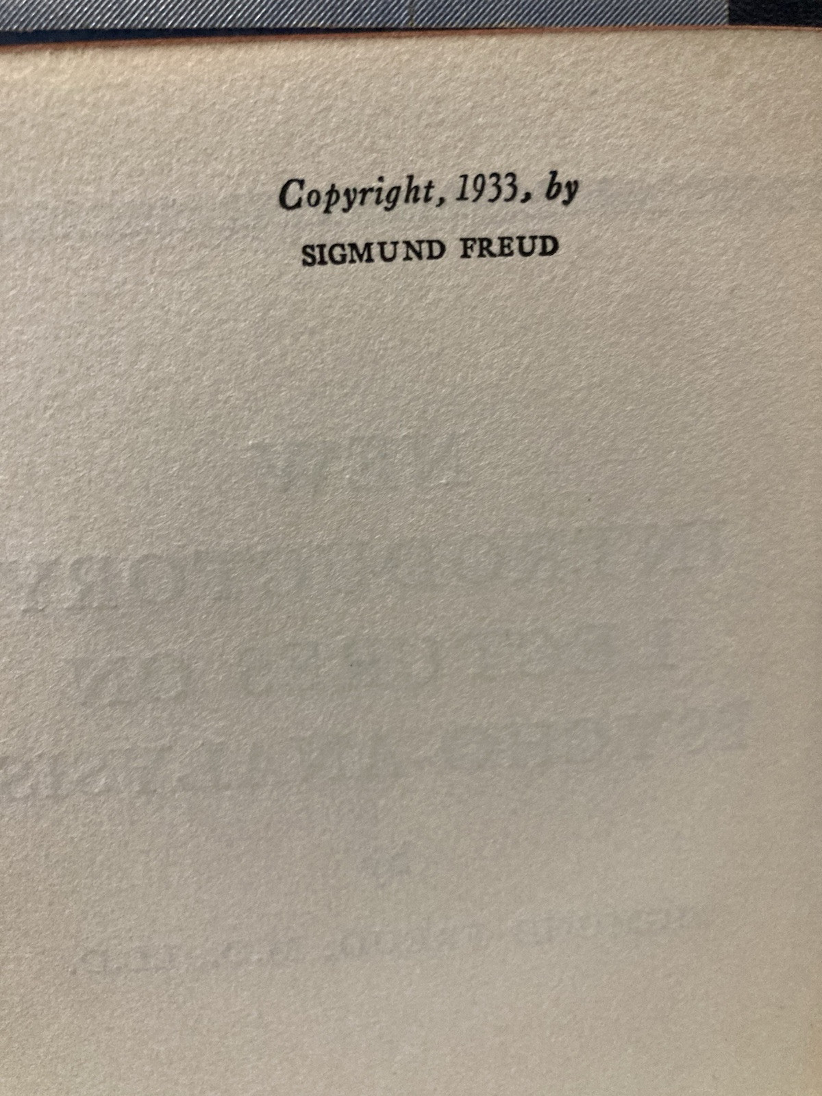 Sigmund Freud New Introductory Lectures on PsychoAnalysis 1933 Carlton House