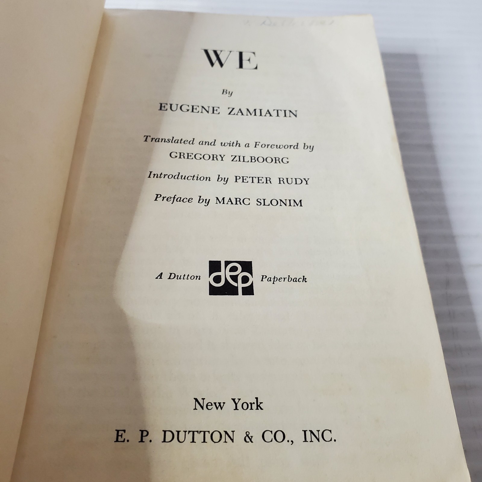 We By Eugene Zamiatin E. P. Dutton & Co. Vintage Paperback Book 1952