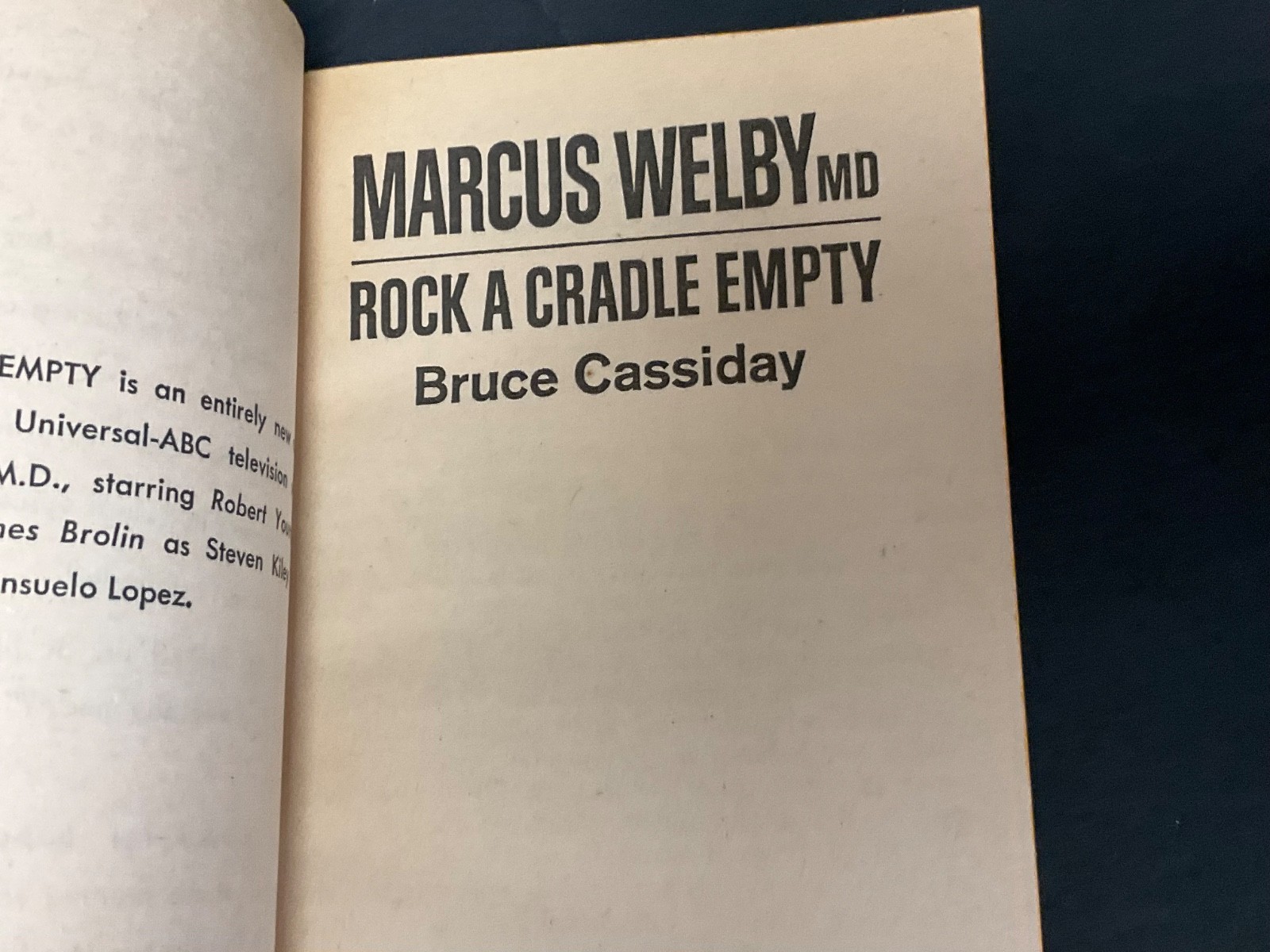 MARCUS WELBY MD Rock a Cradle Empty by Bruce Cassiday (1970) Ace TV paperback