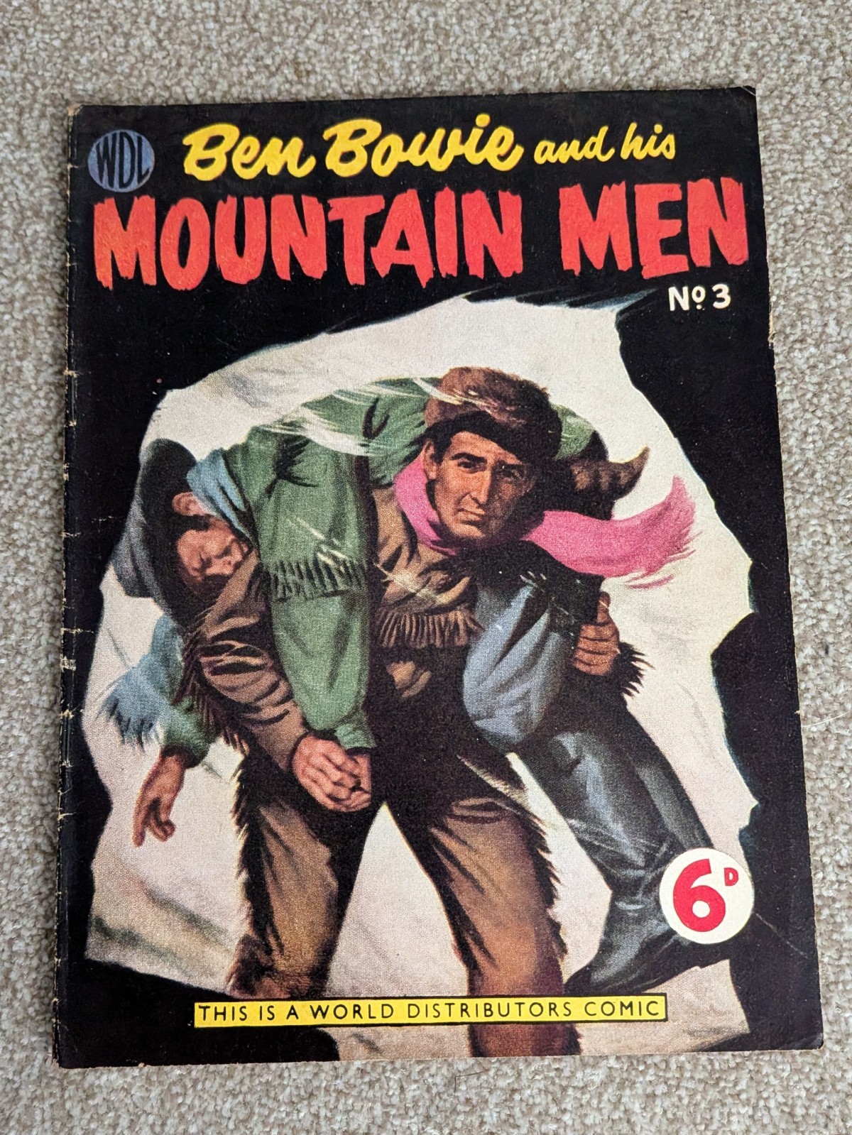 Vintage Ben Bowie and his Mountain Men No 3 Comic WDL World Distributors 1950s