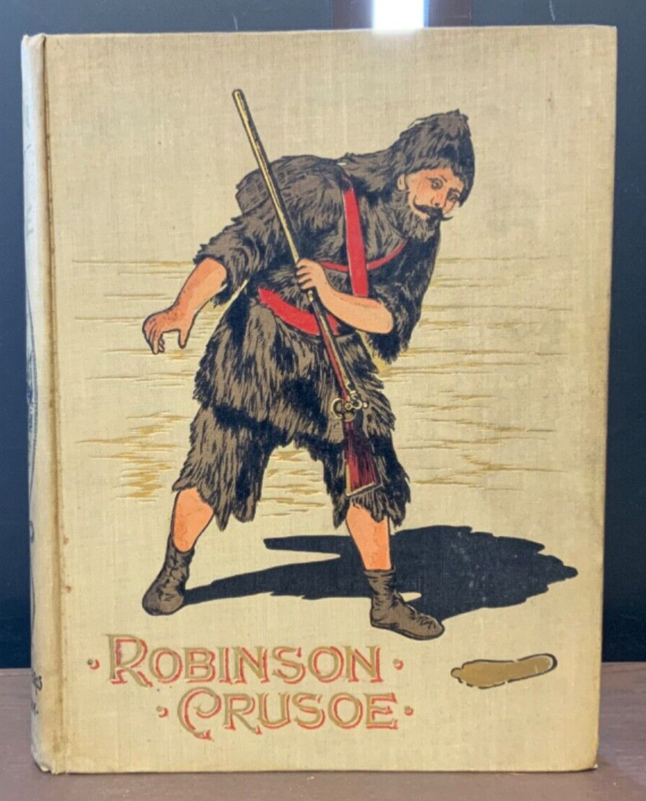 Circa 1900 Robinson Crusoe, by Daniel Defoe. Illustrated by Walter Paget.