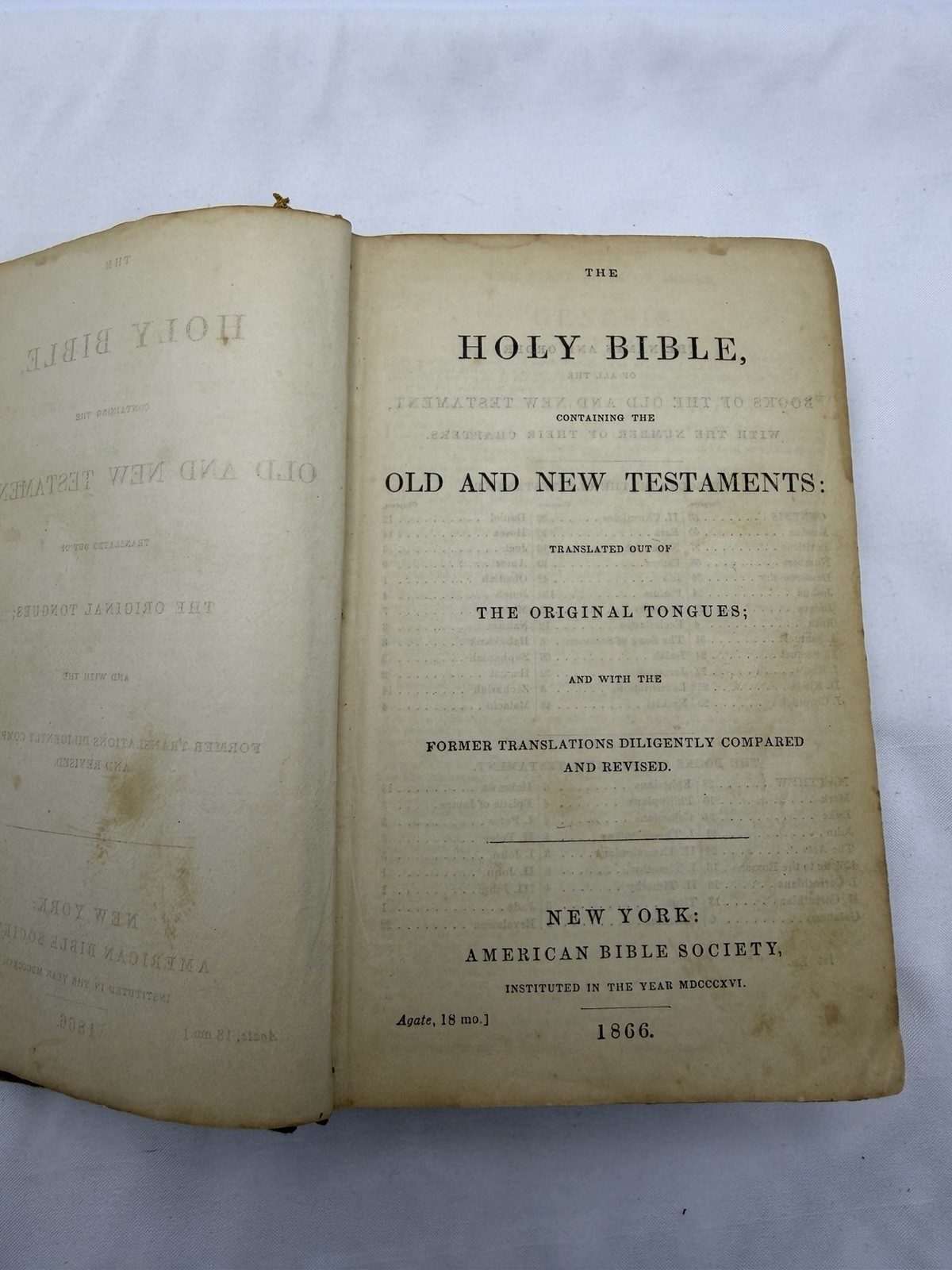 Holy Bible New & Old Testaments Orig Tongues New York American Bible S. 1866
