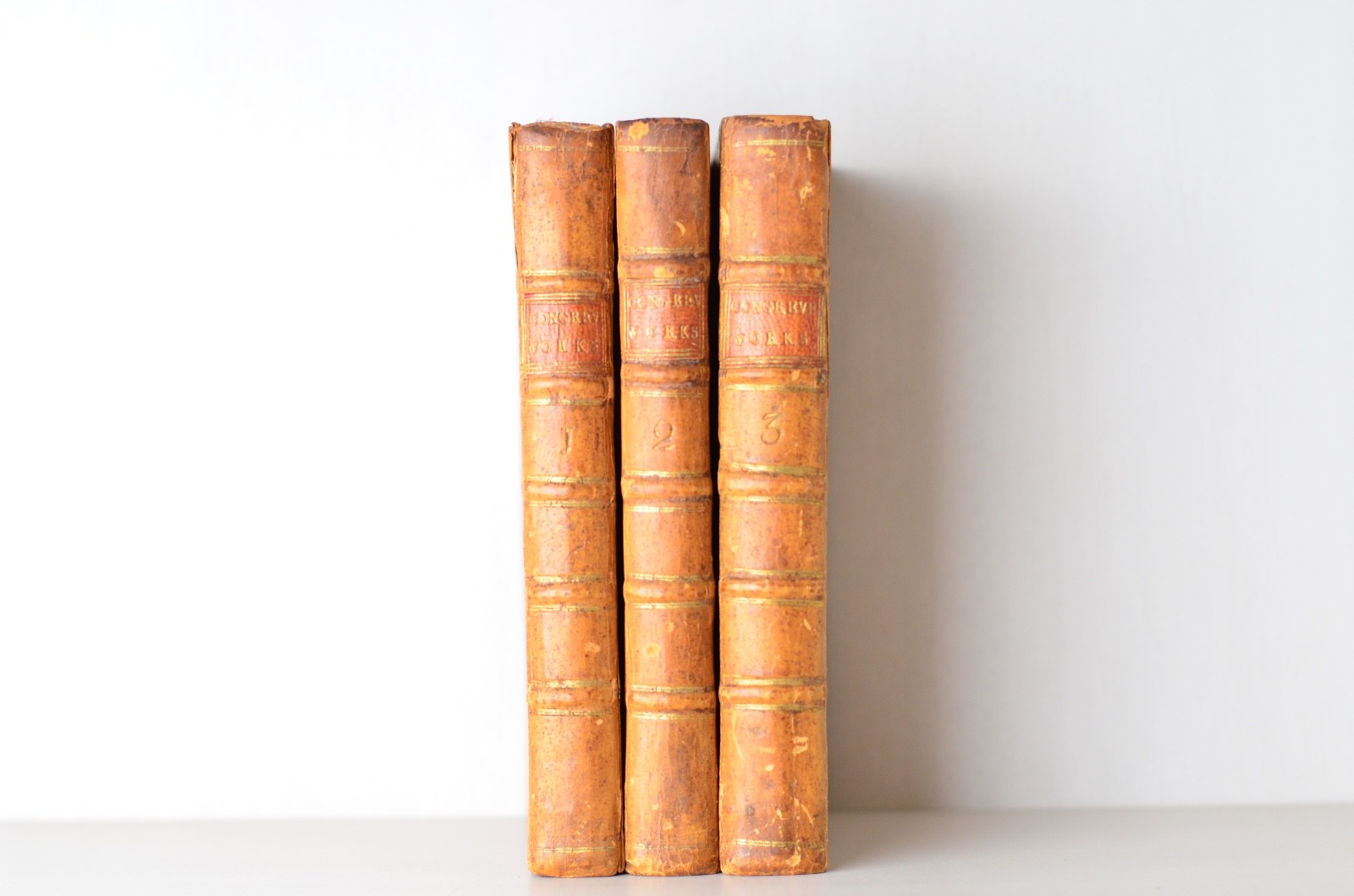 Antique Full Leather Bound Works of William Congreve 1753 – Complete 3 Volumes