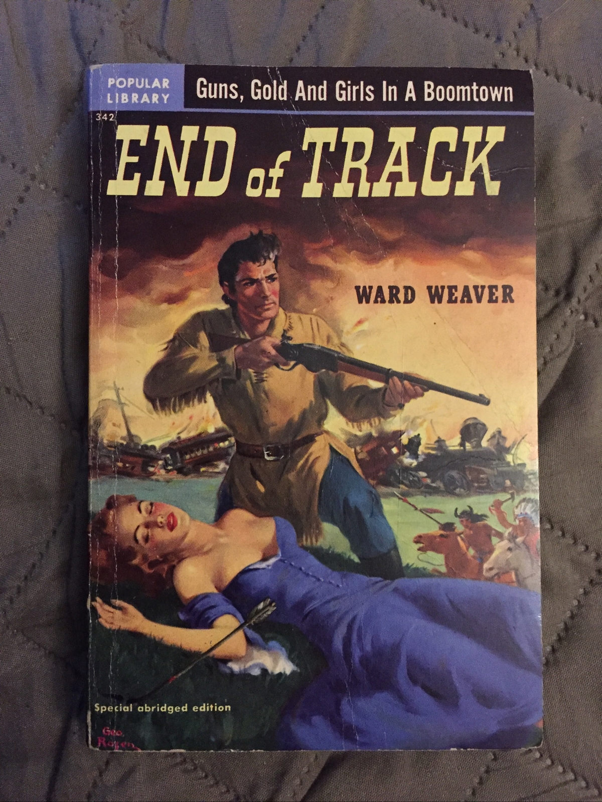 Western Vintage Paperback gga, End Of Track by Weaver, Pop Library 342, 1951, VG