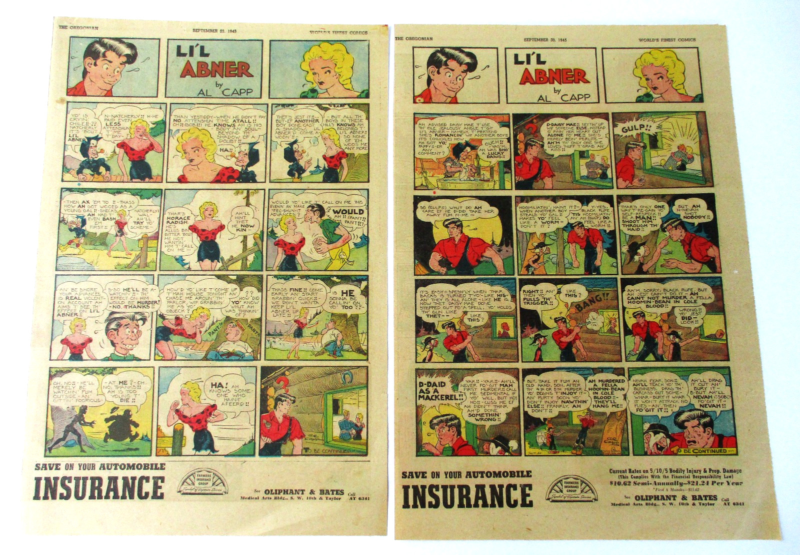 Li’L Abner By Al Capp 1945 Newspaper Comics Red Ryder Gasoline Alley The Gumps