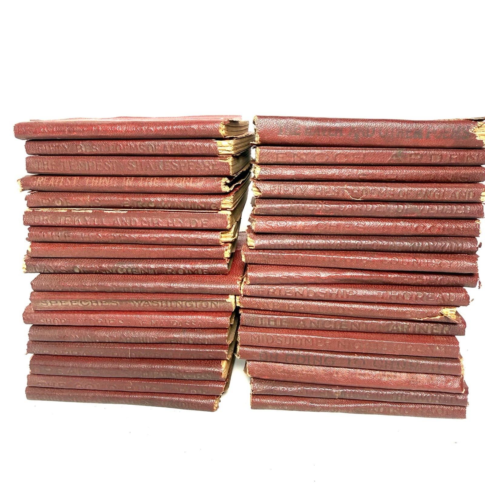 1920s 34 Little Leather Library Miniature Red Books Collection Poetry Essays