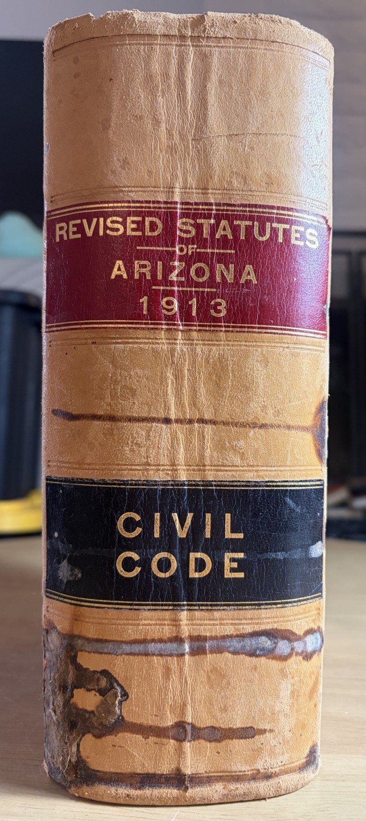 SIGNED 1913 Arizona Revised Statutes Civil Code Cowhide HC Sidney Osborn Ballot