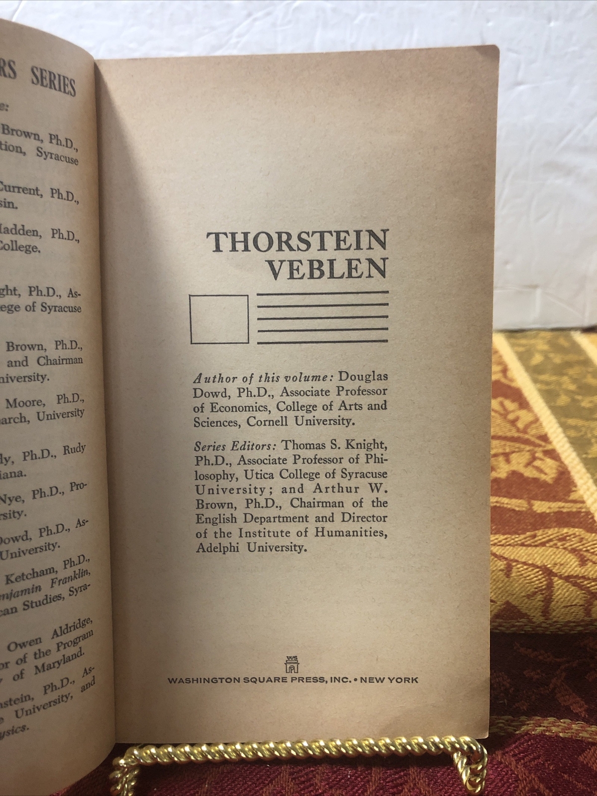 Thorstein Veblen Vintage Paperback 1964