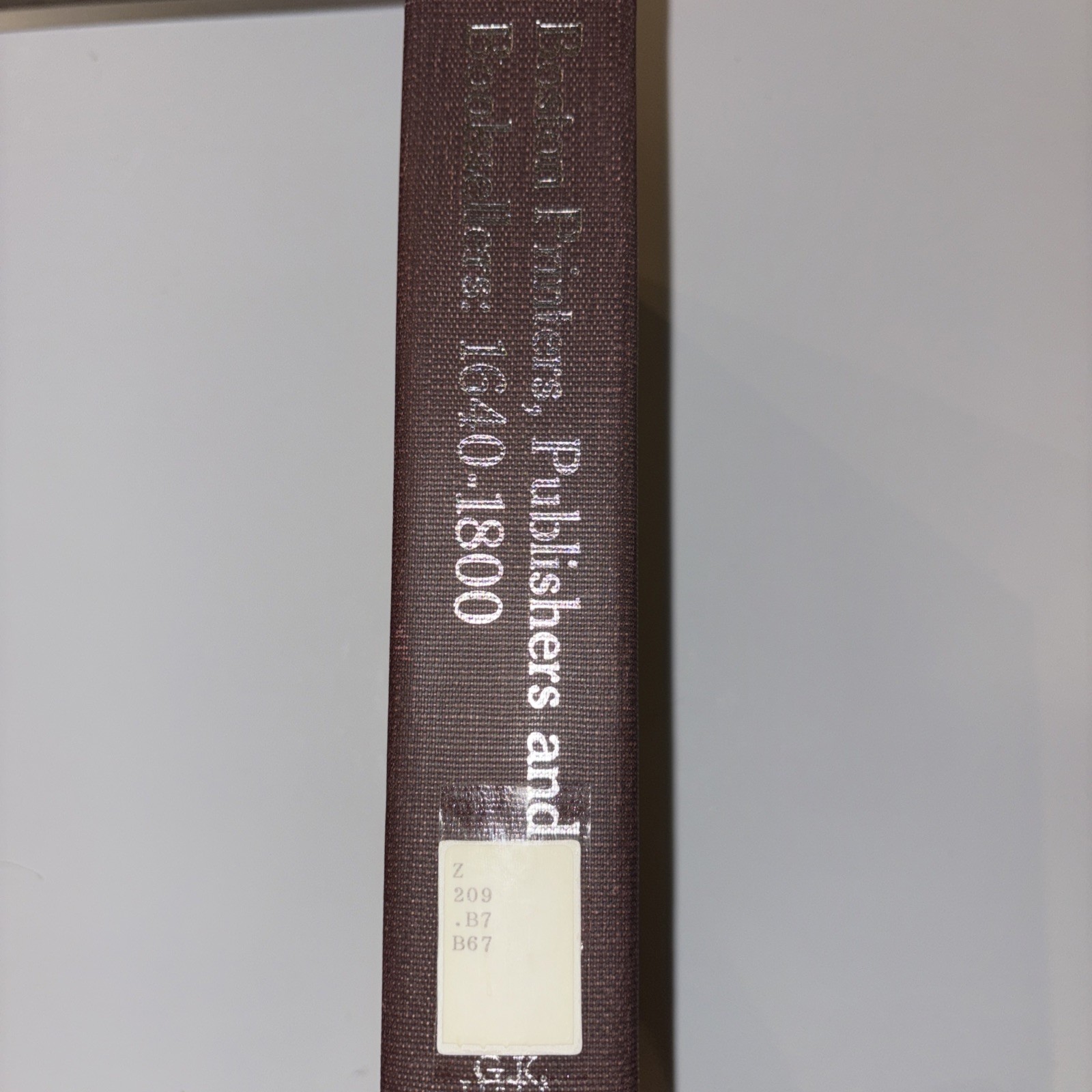 BENJAMIN V FRANKLIN / Boston printers publishers and booksellers 1640-1800