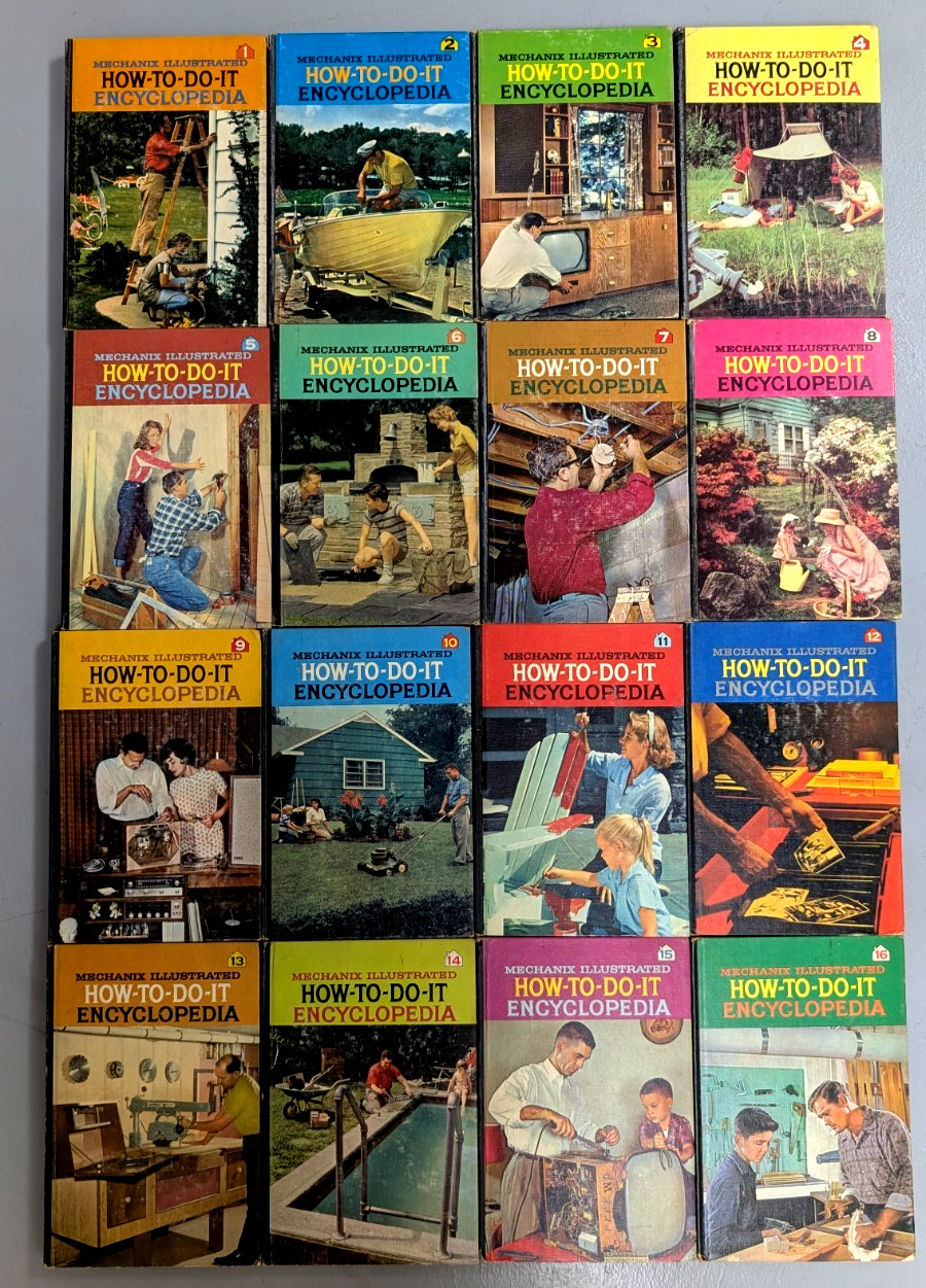1961 Mechanix Illustrated How-To-Do-It Encyclopedia Volumes 1-16 Complete Set