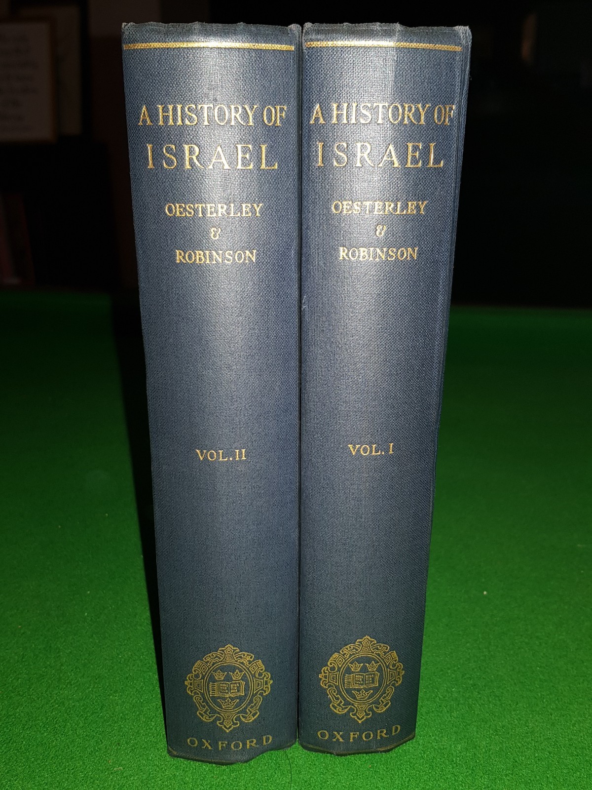 1938 A HISTORY OF ISRAEL BY ROBINSON & OESTERLEY VOL 1 & 2 JERUSALEM MAPS @