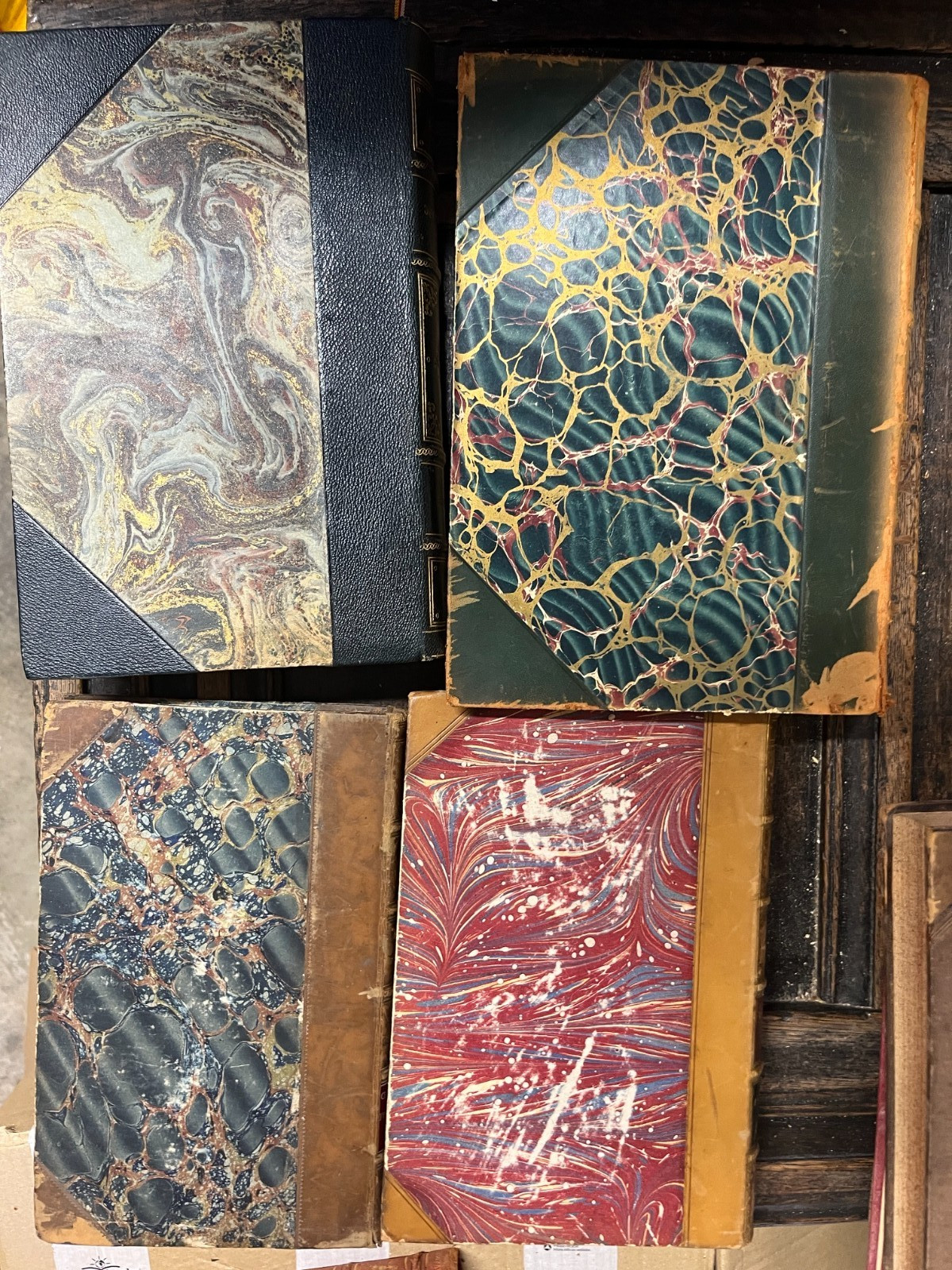 16x ANTIQUE LEATHER BOOKS BINDINGS MOST 19TH CENTURY FAB BUNDLE DECOR PROPS