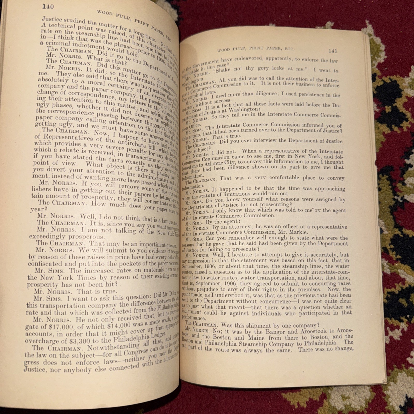 1908 Pulp and Paper Investigation Hearings Booklets 1 & 3 Print Wood Norris