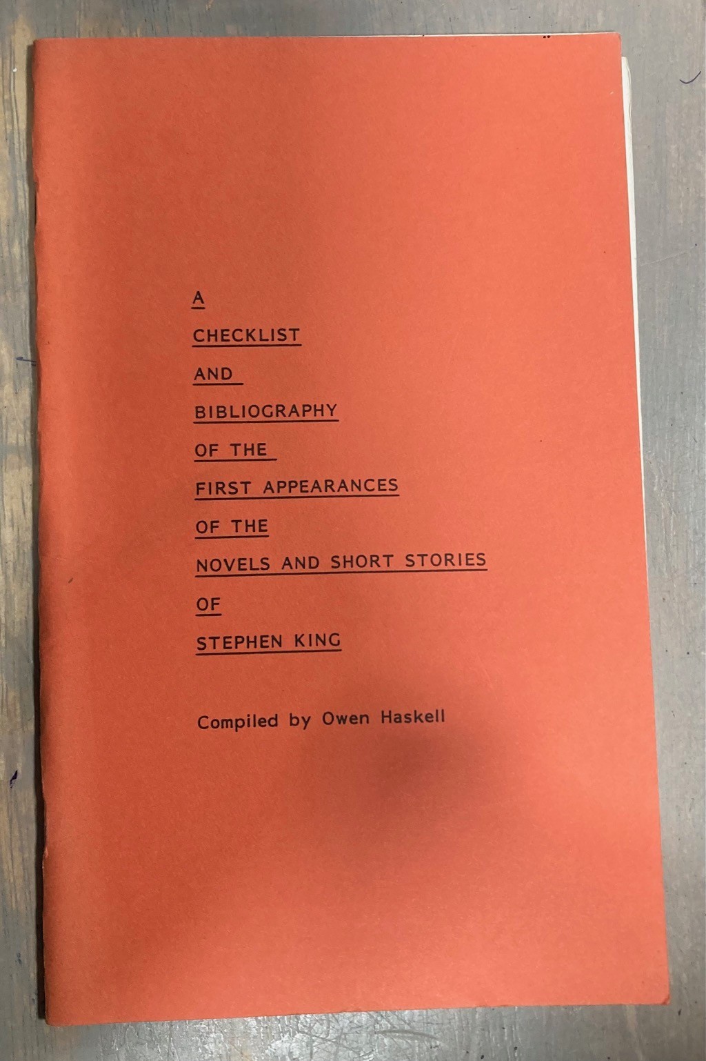 A Checklist Bibliography of 1st Appearances Novels Short Stories Stephen King