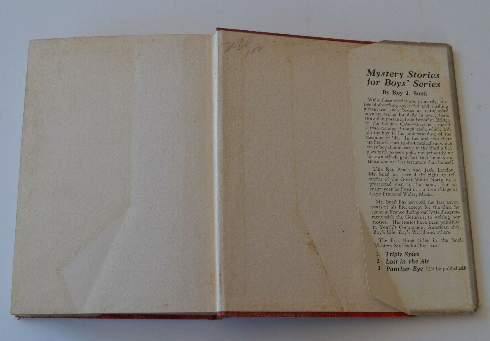 Rare! SIGNED Copy of Triple Spies, Roy J. Snell, 1920 (Hardcover, dust jacket)