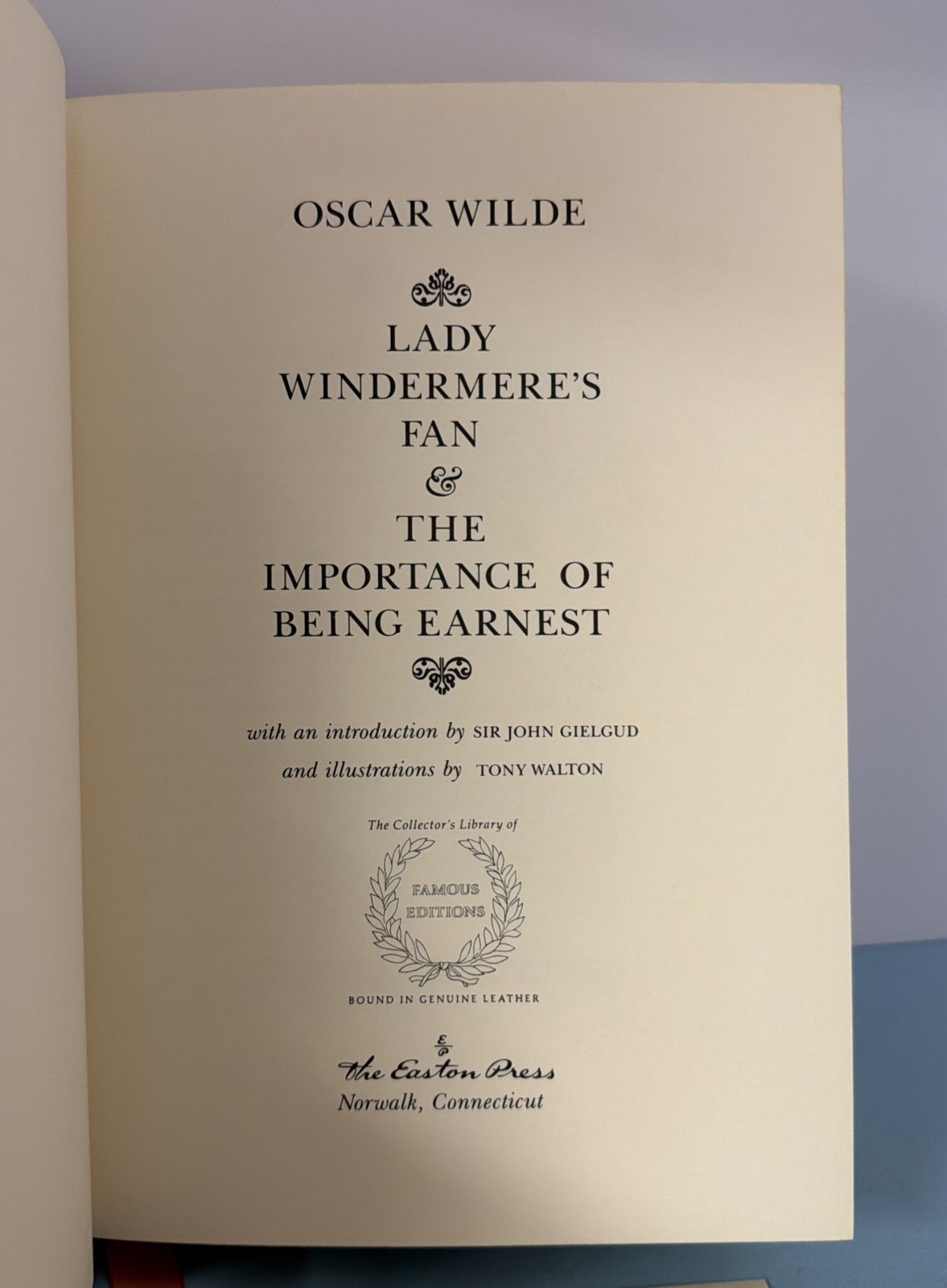 Oscar Wilde Importance of Being Earnest / Lady Windermere’s Fan Easton Press ’73