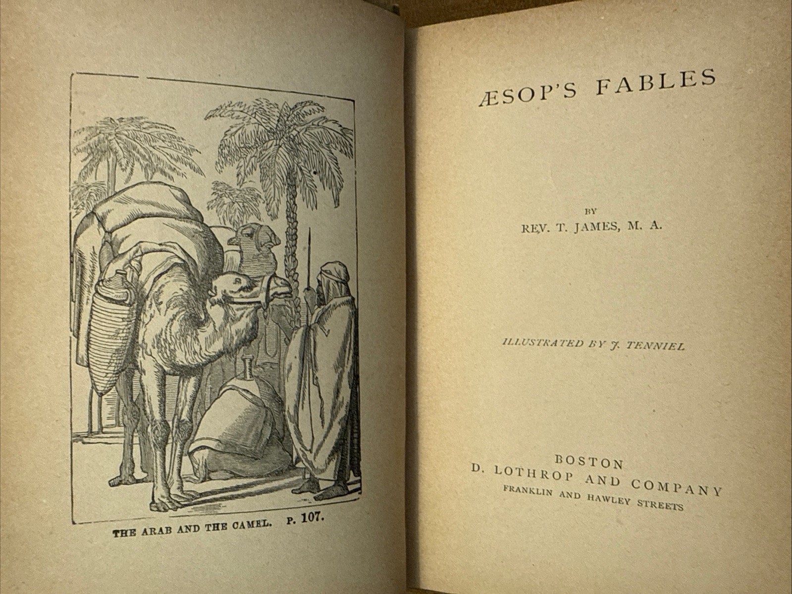 Aesop’s Fables 1884 D Lothrop And Co., Illustrated By J. Tenniel Antique HC