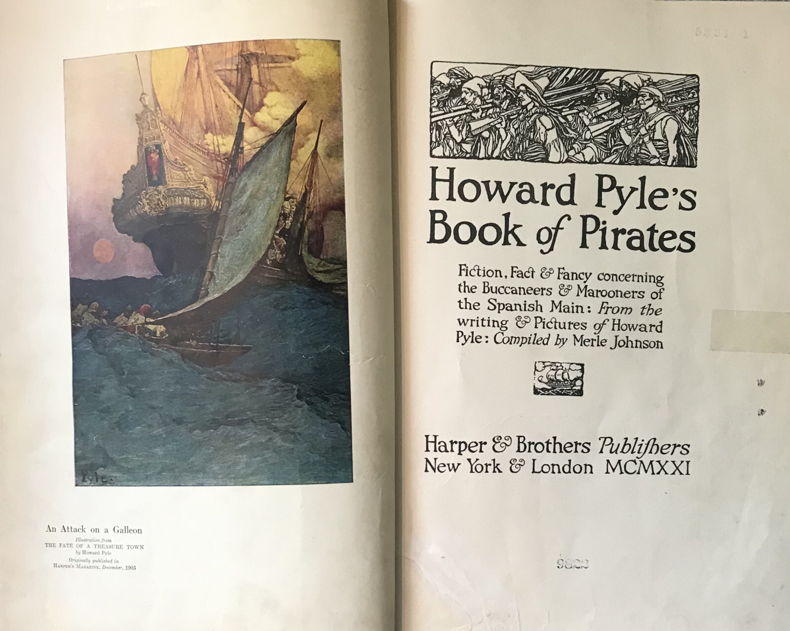 ” HOWARD PYLE’S BOOK OF PIRATES ” 1921 1ST ED HC VG- 36 SUPER ILLUSTRATIONS