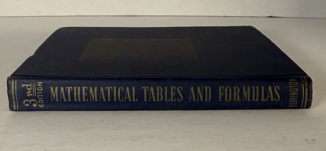 Handbook of Mathematical Tables & Formulas Burington 1949 3rd Ed 1956–57 Reprint