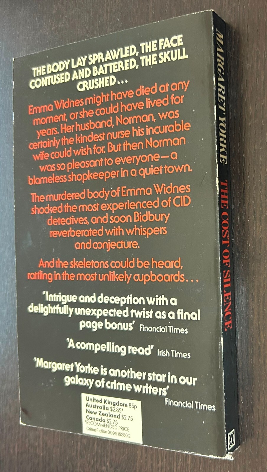 Margaret YORKE — Cost of Silence (1979 Arrow UK) — Vintage Mystery Paperback