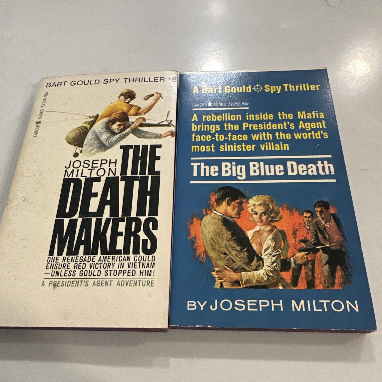 Vintage Joseph Milton Spy Paperback Lot (2) Death Makers + Big Blue Death Lancer