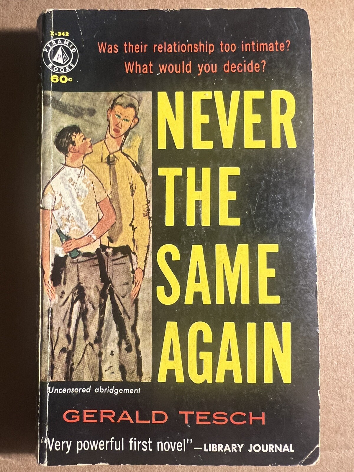 NEVER THE SAME AGAIN 1958 VINTAGE PULP NOVEL GAY INTEREST PYRAMID X-342 RARE!