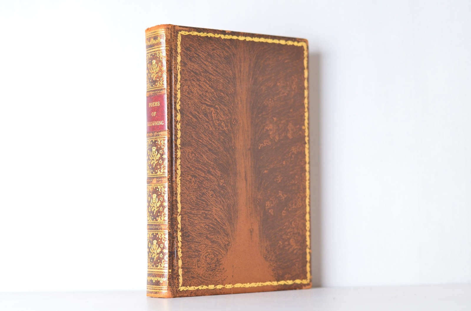 Vintage Faux Tree Calf Leather Bound Poems by Robert Browning 1932 – Imitation