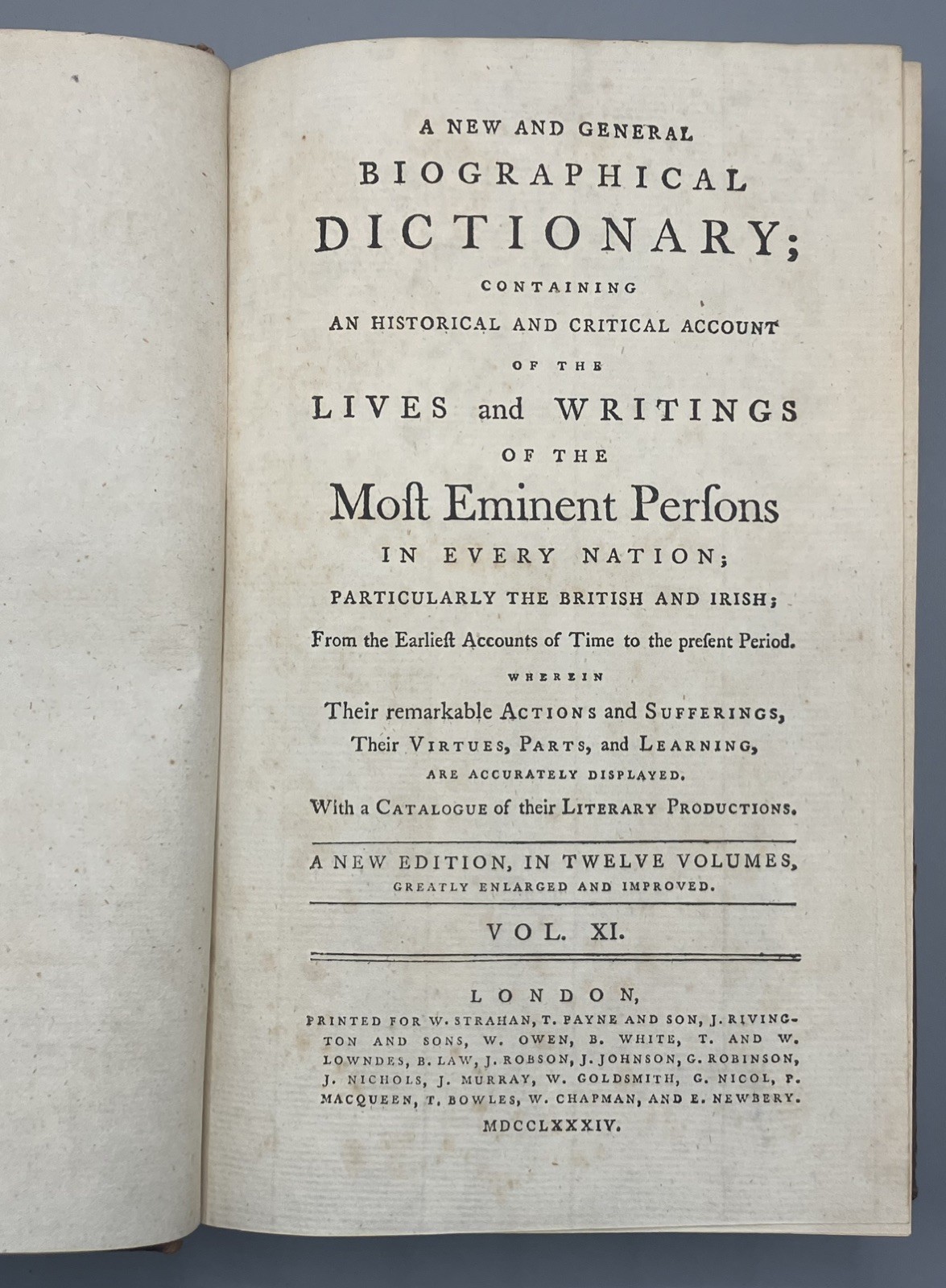 1784 New General Biographical Dictionary 12 Vols Fine Leather Bindings Tree Calf