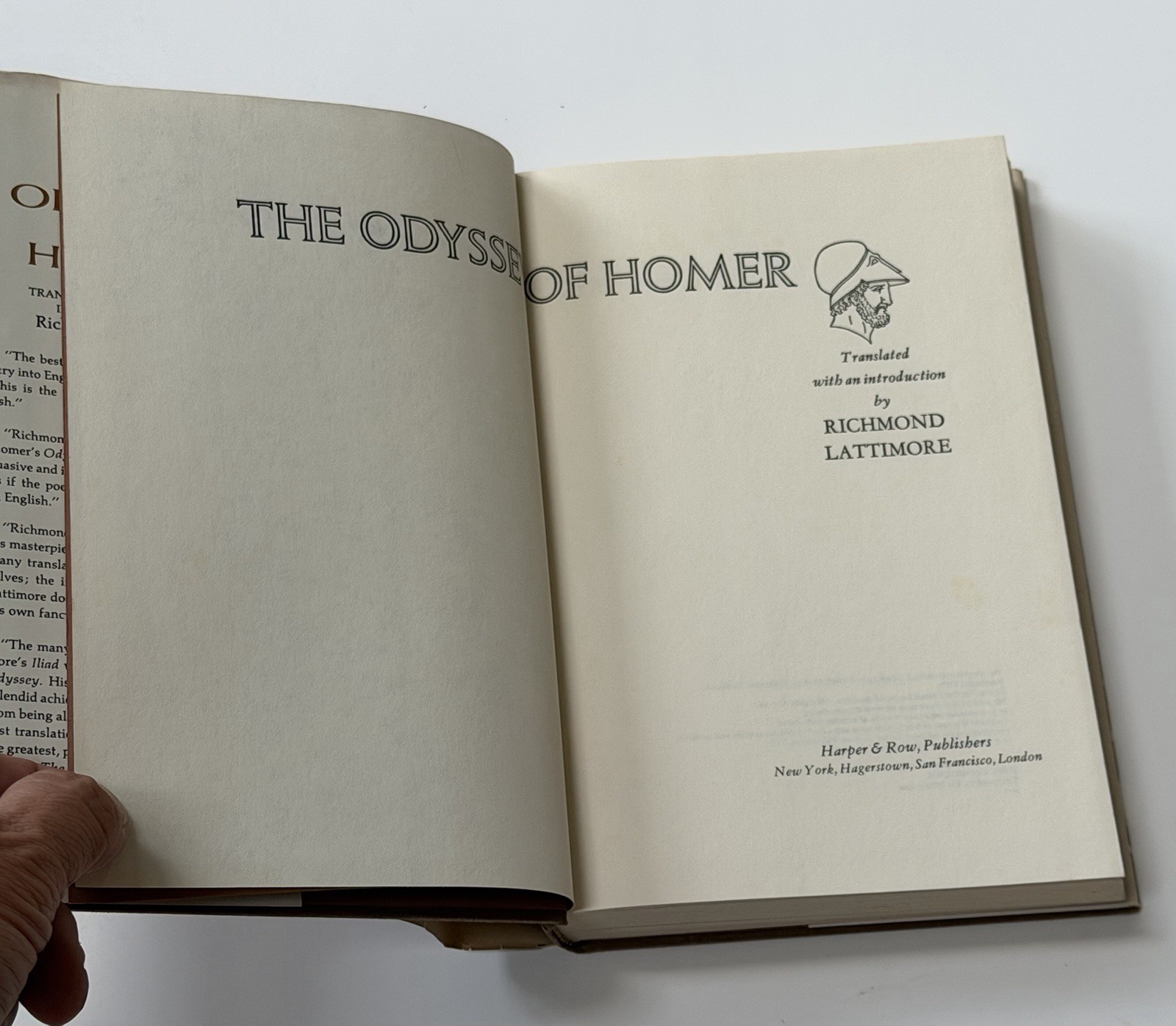 The Odyssey of Homer Homer’s VTG HARDCOVER 1977 Translated by Richard Lattimore