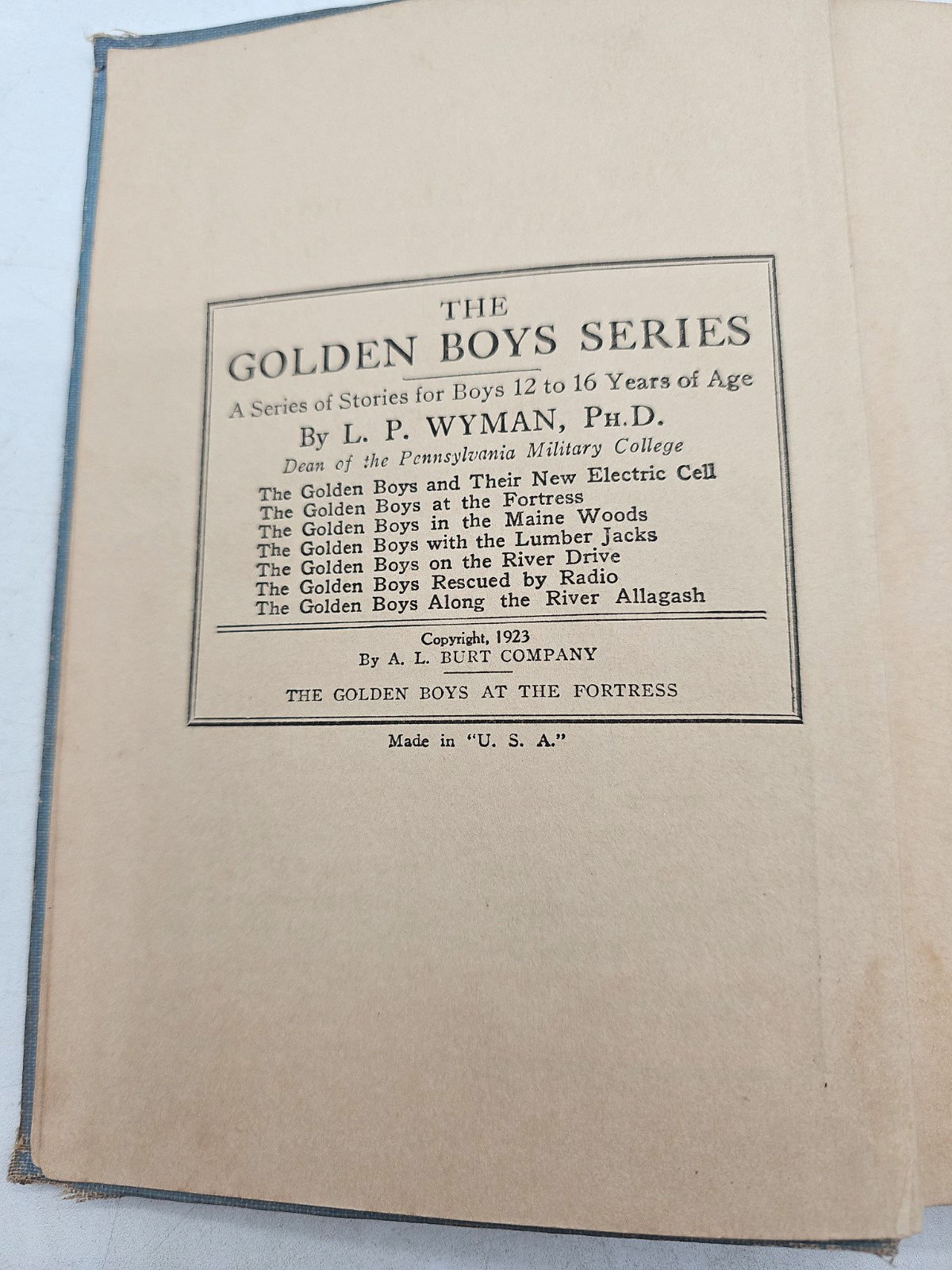 The Golden Boys At The Fortress Wyman 1923 A.L. Burt Hardcover