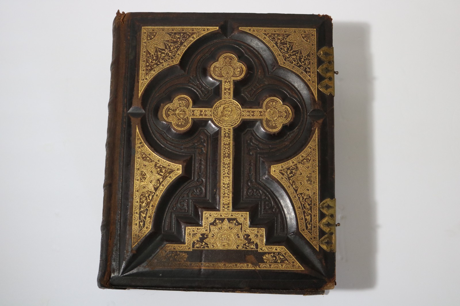 ANTIQUE 1877 CATHOLIC FAMILY BIBLE LATIN VULGATE THOMAS KELLY Color Plates