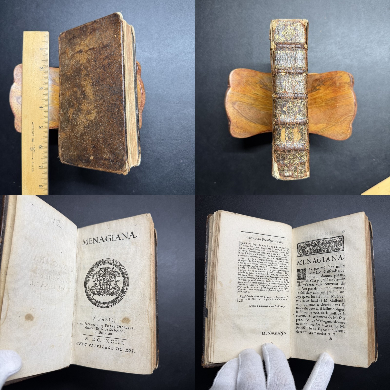 1693 Menagiana Gilles Menage French Anecdotes Paris Delaulne Leather