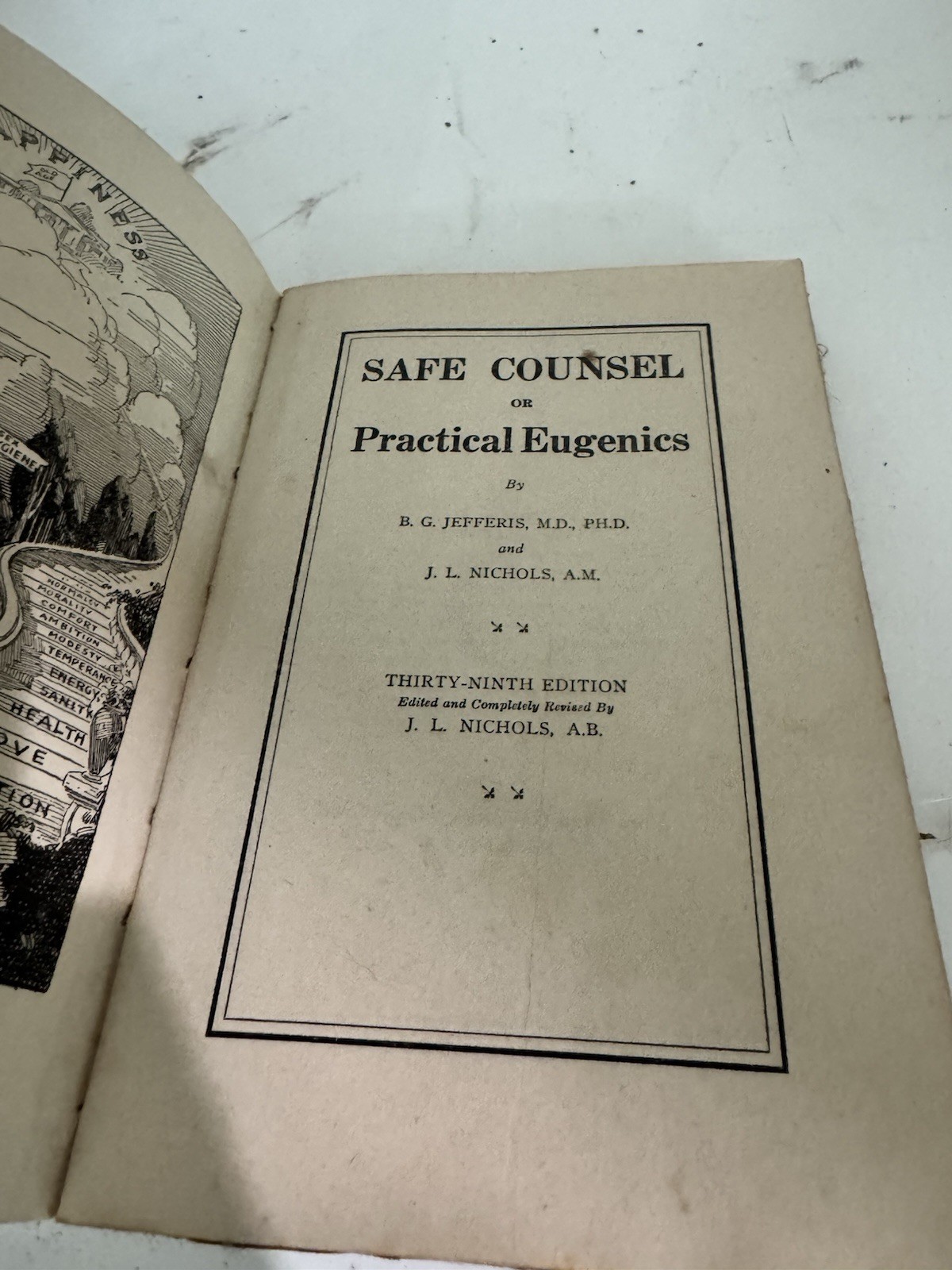 1930 Safe Counsel or Practical Eugenics B.G. Jefferis J.L. Nichols Antique Book